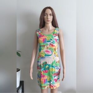 Jams World hawaiian watermelon print sleeveless sheath summer dress colorful